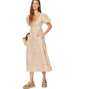 Show Me Your Mumu Odette Midi Dress Womens SM Floral Milkmaid Croquette Feminine